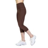 The Step Sports Nova Kahve Cepli Kapri Toparlayıcı Yüksek Bel Spor Tayt