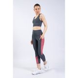 The Step Sports Partly Kadın Gri-Gül Kurusu Cepli Yüksek Bel Toparlayıcı, Sıkılaştırıcı Yoga Tayt 21" - XS - Gri - Gülkurusu