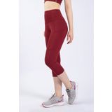The Step Sports Snc Kadın Bordo Cepli Yüksek Bel Toparlayıcı, Kapri Yoga Tayt 19