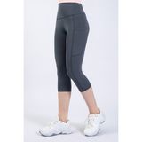 The Step Sports Snc Kadın Gri Cepli Yüksek Bel Toparlayıcı, Kapri Yoga Tayt 19" - M