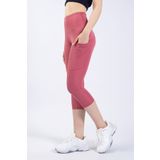 The Step Sports Snc Kadın Gül Kurusu Cepli Yüksek Bel Toparlayıcı, Kapri Yoga Tayt 19