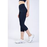 The Step Sports Snc Kadın Lacivert Cepli Yüksek Bel Toparlayıcı, Kapri Yoga Tayt 19" - XL