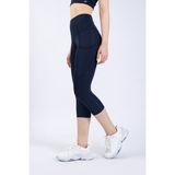 The Step Sports Snc Kadın Lacivert Cepli Yüksek Bel Toparlayıcı, Kapri Yoga Tayt 19" - XS