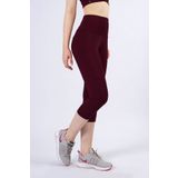 The Step Sports Snc Kadın Mürdüm Bordo Cepli Yüksek Bel Toparlayıcı, Kapri Yoga Tayt 19