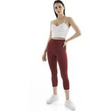 The Step Sports Straight Kadın Bordo Yüksek Bel Toparlayıcı, Sıkılaştırıcı Yoga Tayt 21" - XS
