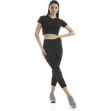 The Step Sports Straight Yüksek Bel Toparlayıcı, Sıkılaştırıcı Yoga Tayt 21" - XS - Siyah