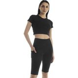 The Step Sports Yüksek Bel Toparlayıcı Kadın Tayt Siyah Renkli Sıkılaştırıcı Özellikli