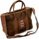 The Tote Bag Peluş Uzun Nubuk Kolon Askılı Kadın El ve Omuz Çantası - 88-Taba