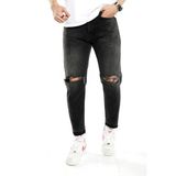 The Trend Man Antrasit Dizi Yırtık Boyfriend Jeans Pantolon - 32