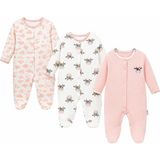The Two Kız Bebek Çok Renkli Örme İnekli Patikli 3'lü Tulum Seti 3-9 Ay %100 Pamuk - Beyaz