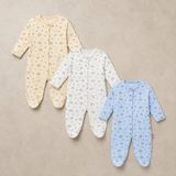 The Two Unisex Bebek Çok Renkli Örme Ayıcıklı Patikli 3'lü Tulum Seti 3-9 Ay %100 Pamuk - Bej - 6 Ay