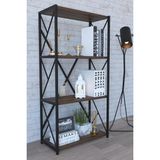 The Violett 4 Raflı Metal Kitaplık - Ceviz