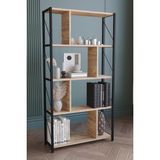 The Violett 5 Raflı Metal Large Kitaplık Dekoratif Kitaplık - Meşe