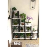 The Violett Artemis Çok Katlı Basamak Saksılık Çiçeklik Standı | Dekoratif Modüler Bitki Rafı-Beyaz