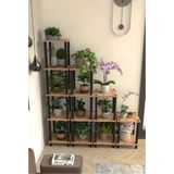 The Violett Artemis Çok Katlı Basamak Saksılık Çiçeklik Standı | Dekoratif Modüler Bitki Rafı-Meşe