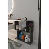 The Violett Belek 2 Raflı Banyo Rafı Çok Amaçlı Kitaplık Rafı Dekoratif Raf Beyaz-Meşe - Antrasit
