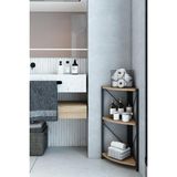 The Violett Datça 3 Raflı Metal Köşe Banyo Rafı Dekoratif Aksesuar Rafı Beyaz - Ceviz