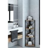The Violett Datça 4 Raflı Banyo Rafı Köşe Metal Çok Amaçlı Dekoratif Raf Beyaz - Ceviz
