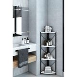 The Violett Datça 4 Raflı Banyo Rafı Köşe Metal Çok Amaçlı Dekoratif Raf Beyaz