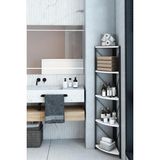 The Violett Datça 5 Raflı Metal Köşe Banyo Rafı Dekoratif Çok Amaçlı Raf Beyaz