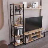 The Violett Jattebo Tv Ünitesi Seti Metal ve Meşe Modern Minimalist Tasarım 160X40X26 cm - Kahverengi