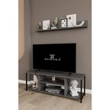 The Violett Jolie 120 cm Metal Tv Sehpası Raflı Tv Ünitesi Televizyon Sehpası - Antrasit
