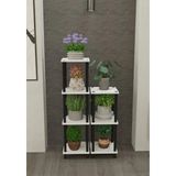 The Violett Odin Çok Katlı Basamak Saksılık Çiçeklik Standı | Dekoratif Modüler Bitki Rafı-Beyaz