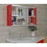 The Violett Remaks Terek Remaks Aynalı Banyo Dolabı Beyaz - Kırmızı