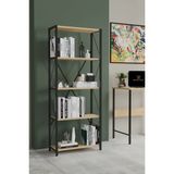 The Violett Rosa 5 Raflı Metal Kitaplık - Safir Meşe