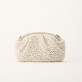 The Voguemaxima Beyaz Örme Hasır Görünümlü Fermuarlı Astarlı Zincir Askılı Kadın Omuz Çantası - 22 x 13 cm