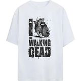 The Walking Dead Baskılı Unisex %100 Pamuklu Oversize T-Shirt - Beyaz