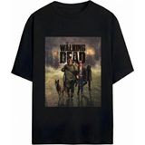 The Walking Dead Baskılı Unisex Oversize T-Shirt - Siyah