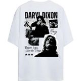The Walking Dead Daryl Dixon Tasarımlı Oversize Pamuklu T-Shirt Kısa Kol Beyaz