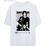 The Walking Dead Daryl Dıxon Yazılı Baskılı Pamuklu Relaxed Kalıp Unisex Tişört - Beyaz