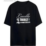 The Walking Dead "lucılle Is Thırsty" Yazılı Baskılı Pamuklu Relaxed Kalıp Unisex Tişört - Siyah - XL