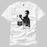 The Walking Dead: Rick Barred Pistol Erkek Tişört - XXL - Beyaz