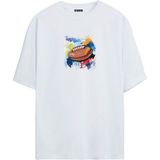 The Wert Amerikan Futbol Topu Baskılı Beyaz Oversize Tshirt