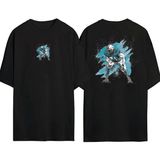 The Wert Amerikan Futbolu Oyuncusu Ön Arka Baskılı Sıyah Oversize T-Shirt - Siyah