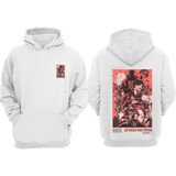 The Wert Anime Attack On Titan Tasarım Ön Arka Baskılı Normal Kalıp Beyaz Sweatshirt