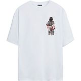 The Wert Darth Vader Maskesi Baskılı Beyaz Oversize Tshirt - XL