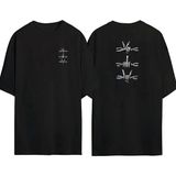 The Wert Dikenli Teller Ön Arka Baskılı Sıyah Oversize T-Shirt - Siyah