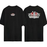 The Wert Futball Avrupa Kask Baskısı Ön Arka Baskılı Sıyah Oversize T-Shirt - Siyah