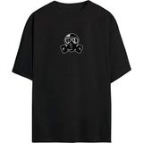 The Wert Gaz Maskesi Baskılı Siyah Oversize Tshirt - XL
