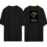 The Wert Star Wars Yoda Jodi Master Ön Arka Baskılı Sıyah Oversize T-Shirt - Siyah