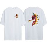 The Wert Unisex Alevli Acı Biber Ön Arka Baskılı Beyaz Oversize T-Shirt