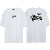 The Wert Unisex Cadılar Bayramı Halloween Illüstrasyon Ön Arka Baskılı Beyaz Oversize T-Shirt