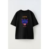 The Wert Unisex Def Leppard Tribute Poster Tasarım Baskılı Pamuk Sıyah Oversize T-Shirt - Siyah