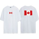 The Wert Unisex Kanada Bayrağı Ön Arka Baskılı Beyaz Oversize T-Shirt