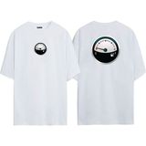 The Wert Unisex Mavi ve Beyaz Yakıt Göstergesi Illüstrasyon Ön Arka Baskılı Beyaz Oversize T-Shirt