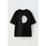 The Wert Unisex Metal Poster Selenophiles Love The Moon Tasarım Baskılı Pamuk Sıyah Oversize T-Shirt - Siyah